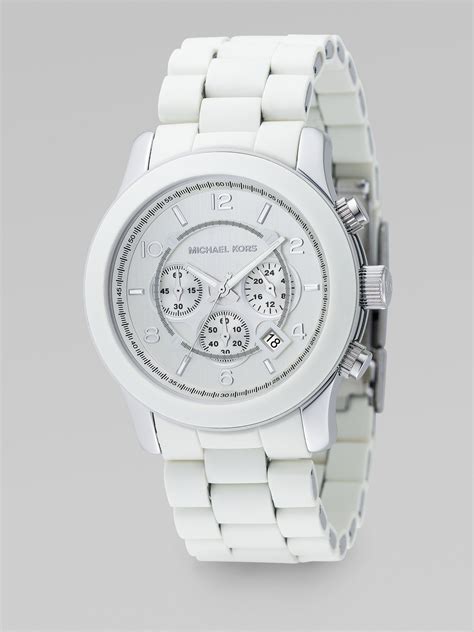 mens white michael kors watch|michael kors white diamond watch.